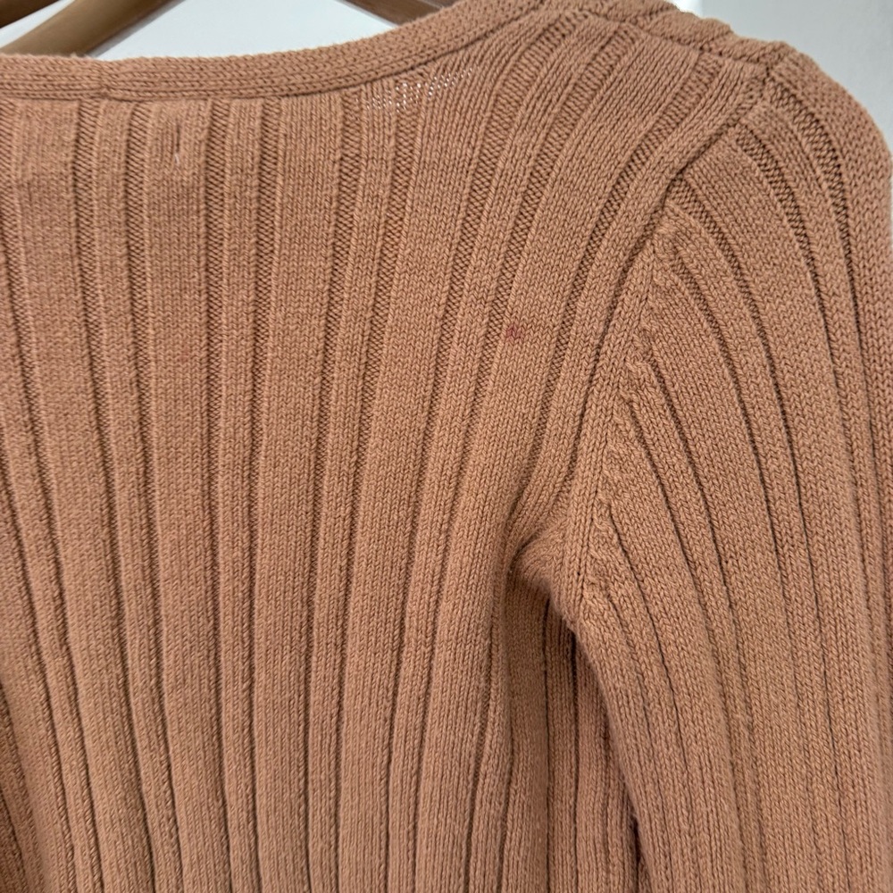 Tan Ribbed Cropped Cardigan Hollister - Picture 4 of 5